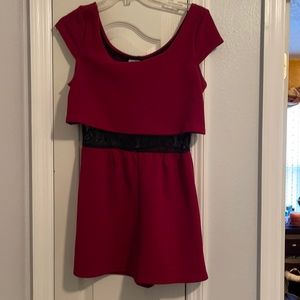 Charlotte Russe red and black lace romper